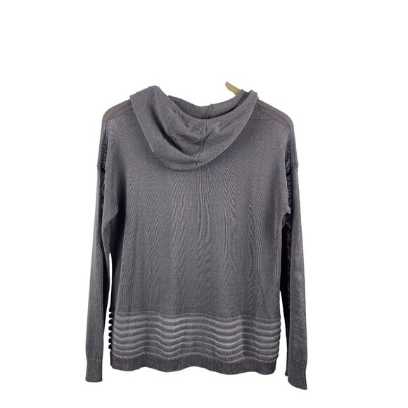 One Grey Day Women's Large Linen Open Weave Knit Drop Shoulder Beach Hoodie - Picture 9 of 13